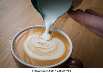 Coffee Pouring By A Barista, UK.