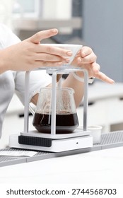 Coffee prepared using the origami method