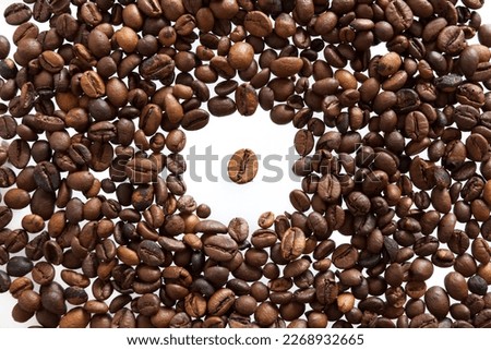 coffee roasted beans  texture in white background 