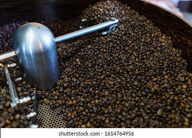 Coffee roasters machine in coffee process beverage industry and agriculture background.Selective Focus