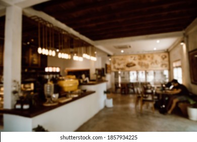Coffee shop, Blurred inside of coffee shop and restaurant for use Background.