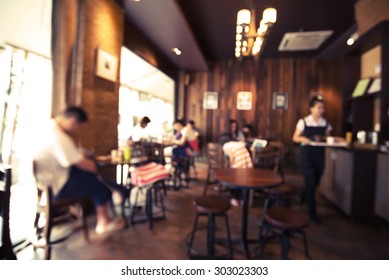 Coffee Shop - Cafe  Blurred Background With Bokeh Image