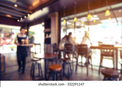 Coffee Shop - Cafe Blurred With Bokeh Background 