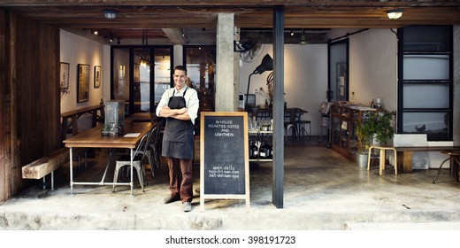 Coffee Shop Cafe Owner Service Concept