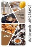 Coffee Shop Concept Photo Collage. Can be used for visual stand, display, brochures, flyer