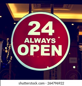 coffee shop sign 24 always open