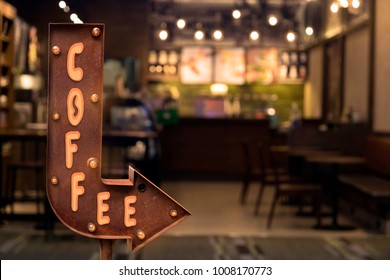 Coffee Shop Signboard, In Front Of The Store