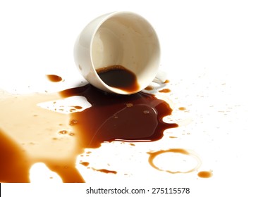 coffee spill stain accident drop white background