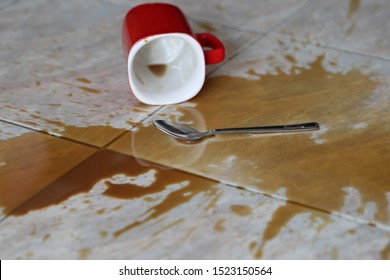 Coffee Spilled Stain Accident On The Floor 