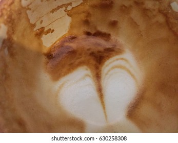 Coffee Stain Heart Shape In Coffee Cup.