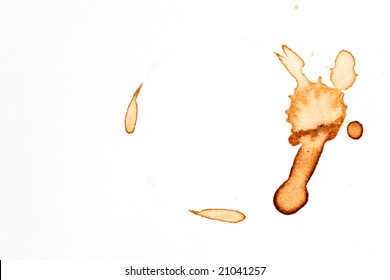 A Coffee Stain On A Desk Or Paper Isolated On White