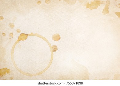 Coffee stain on watercolor paper background