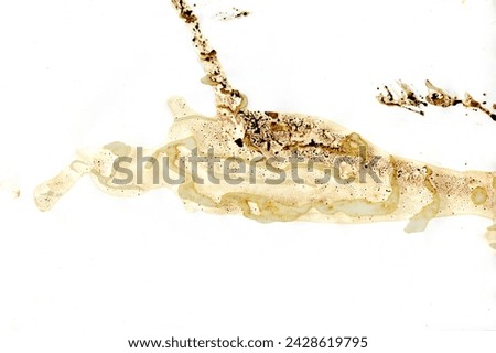 A coffee stain on a white background, brown coffee fleck