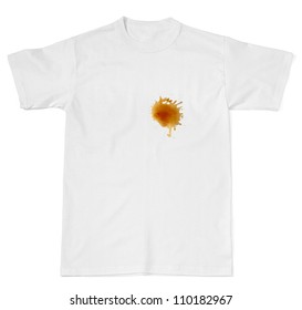 Coffee Stain On White T Shirt