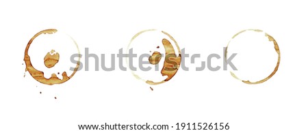 coffee stains cup isolated on white background set with clipping path.