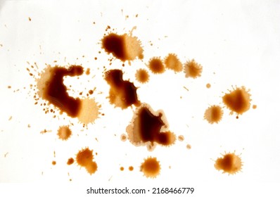 Coffee stains and splatters texture drip coffee on paper on background