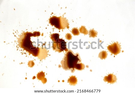 Coffee stains and splatters texture drip coffee on paper on background