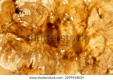 Coffee stains and splatters texture drip coffee on paper on background.