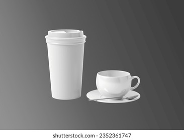 Coffee and Tea Cup Mockup on white background. - Shutterstock ID 2352361747