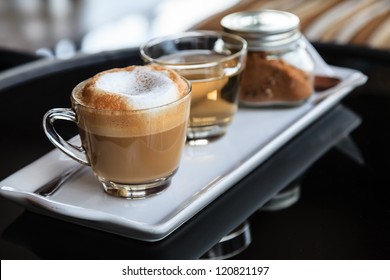 Coffee And Tea On The White Plate