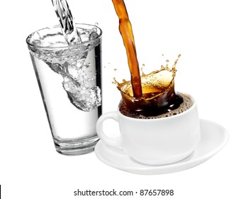 Coffee And Water Pouring