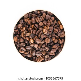 Coffee in a wooden bowl isolated on a white background.