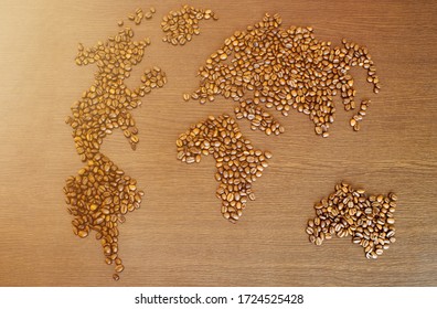 Coffee world map shape background