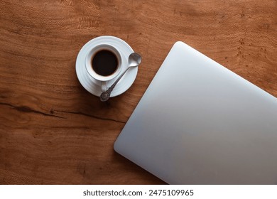 Coffeetime at a distant working desk 