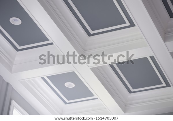 Coffered Ceiling White Paint Blue Inside Royalty Free Stock Image