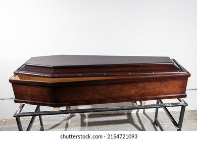 Coffins Are Presented In Shop Of Undertaker