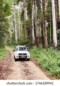 Coffs Harbour, NSW / Australia - April 4th 2020 - A White Four-wheel Drive Vehicle With An 