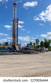 Cogan Station, PA, USA - July 14, 2011: Marcellus Shale Gas Drilling Rig During Construction Of A Well In Northern Pennsylvania.