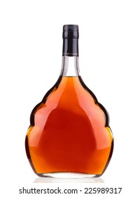 Cognac Bottle On White Background. Isolated On A White Background.