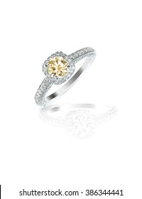 Cognac Diamond Ring In Halo Setting