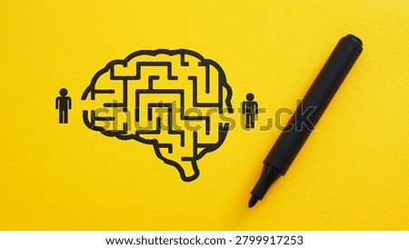 Cognitive Problem Solving, Critical Thinking, Psychology, Decision Making and Mental Challenge, Human Brain Maze Concept on Yellow Background