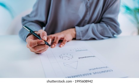 Cognitive Test. Senior Woman Doing Cognitive Function Test