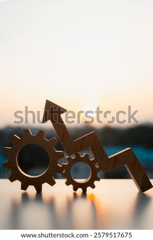Cogwheels and up Arrows, Operational excellence, Optimize technology, innovation, production growth concept.