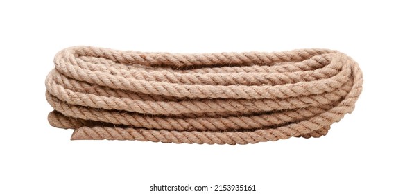 Coil of natural jute rope isolated on white. - Shutterstock ID 2153935161
