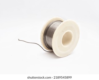 A Coil Of Solder Or Lead Wire, Isolated On A White Background