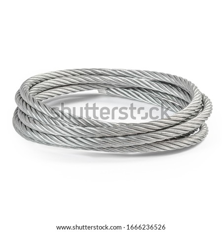 coil of stainless steel galvanized long rope isolated white background