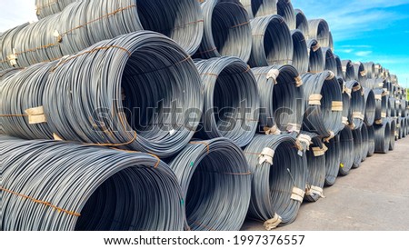 Coil wires rod which are outdoor, a lot of wires rod in industrial wire.