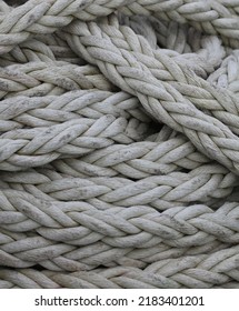 Coiled Braided Rope Laying On The Ferry Deck