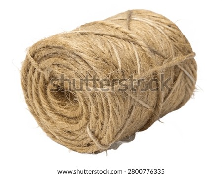 A coiled bundle of untreated, raw hemp fiber twine showcasing its natural brown color and rough texture. This organic textile material from ultra-realistic-untreated-raw-hemp-fiber-bundle-is.jpg is isolated on a transparent white background.