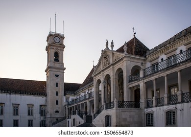 Coimbra, Portugal - February 23, 2013: Buildings of Coimbra University (Universidade de Coimbra) - one of the oldest universities in the world, the oldest university of Portugal.