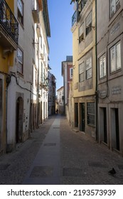 Coimbra, Portugal - July 4, 2022: Rua Joaquim António De Aguiar, A Narrow Street In The Historical Center