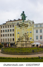 COIMBRA, PORTUGAL - March 1, 2019: Monument To Joaquim António De Aguiar At The Largo De Portagem Square In Downtown Of Coimbra