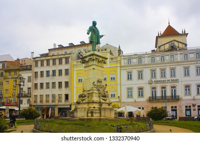 COIMBRA, PORTUGAL - March 1, 2019: Monument To Joaquim António De Aguiar At The Largo De Portagem Square In Downtown Of Coimbra