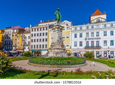 COIMBRA, PORTUGAL, MAY 20, 2019: Monument To Joaquim António De Aguiar At Portagem Square At Coimbra, Portugal