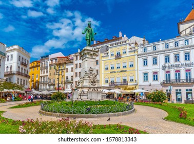 COIMBRA, PORTUGAL, MAY 20, 2019: Monument To Joaquim António De Aguiar At Portagem Square At Coimbra, Portugal