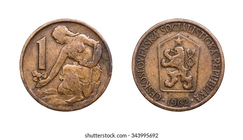 Coin 1 Krone Czechoslovakia in 1962 - Shutterstock ID 343995692